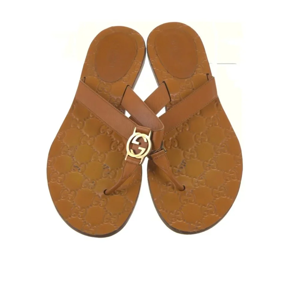 GUCCI Interlocking G Logo Leather Slides Size: 7.5 | IT 37.5 Marmont